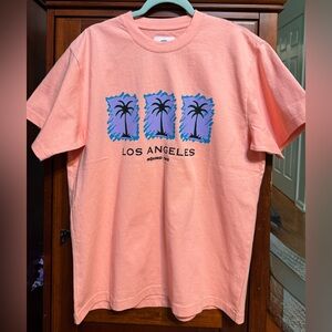 Round Two Vibrant Peach w Purple Los Angeles Graphic T-Shirt NEW
